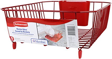 Rubbermaid Antimicrobial Dish Drainer, Small, Red (1858899)