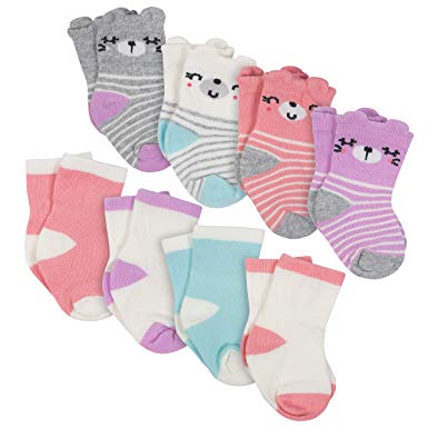 Gerber Baby Girls 8-Pair Wiggle Proof Sock