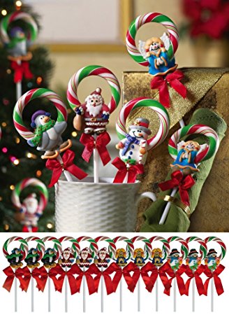 Christmas Wreath Candy Lollipops - Set of 12