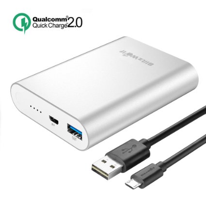 Quick Charge Power Bank  Double Sided Micro Cable BlitzWolf Qualcomm 10400mAh QC20 Phone Fast Charging Battery 5V 9V 12V InputOutput 066ft Cord for Samsung Galaxy S5 S6 Edge Note 5 Edge