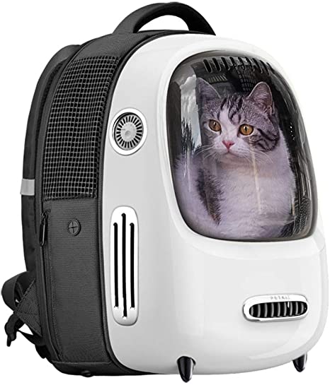 PETKIT Cat Backpack Carrier, Portable Travel Space Capsule for Cats and Small Dogs, Ventilated Pet Backpack with Inbuilt Fan & Light, Comfort Pet Backpack with Padded Strap, Lightweight