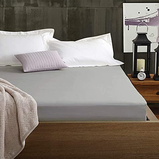 RUIKASI Extra Deep Double Fitted Sheets 16"/40CM 100% Brushed Microfiber Bed Sheets, Ultra Soft Silky Smooth and Wrinkle-Resistant (Grey, Double)