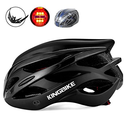 KINGBIKE Adult Bike Helmet, with Helmet Rain Cover / Safety Rear Led Light / Lightweight