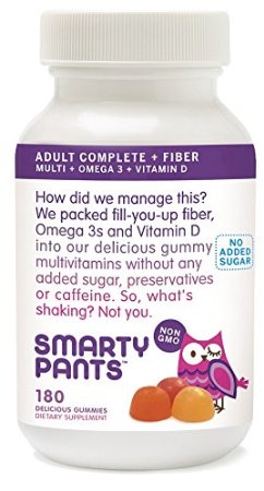 SmartyPants Adult Complete plus Fiber Multivitamin Omega 3 Vitamin D No Added Sugar 180 count