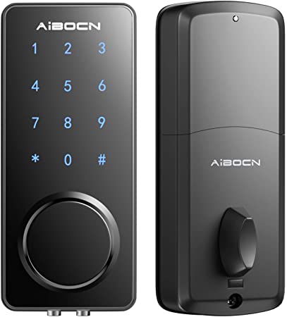 Aibocn Smart Lock, Keyless Entry Door Lock with Bluetooth, Deadbolt lock with Electronic Touchscreen Keypad, Smart Lock Front Door Works with APP Control, Voice, eKey and Code, Auto-Lock for Home Apartment Hotel
