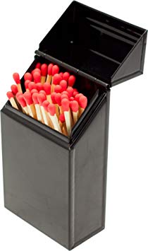 Valiant Fireside Match Holder & Tidy - Black Gloss Steel Storage Box (FIR241)