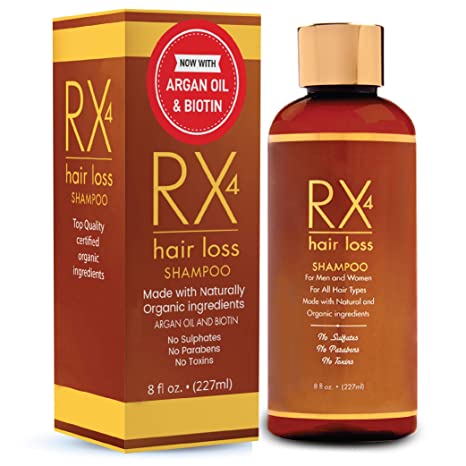 RX 4 Hair Loss Shampoo for Thinning Hair, DHT Blocker, Naturally Organic with Biotin, Aids in Hair Regrowth, Doctor Recommended Growth Shampoo Treatment System Conditioner Sold Separate.