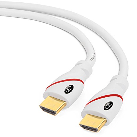 HDMI Cable 40 FT - 2.0 HDMI Cable 4K Ultra-High Speed ( 40 FEET Long ) CL3 Rated - Supports Ethernet Audio Return ( ARC ) 4K Ultra HD 2160p / Bandwidth up to 18Gbps / 3D HD 2 X 1080p Ready - 40ft HDMI Cord White PVC Class 3 in wall Rated with Gold Tip Connector
