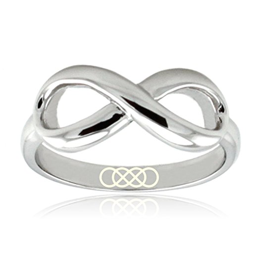 Sterling Silver Double Infinity Icon Engraved Infinity Ring