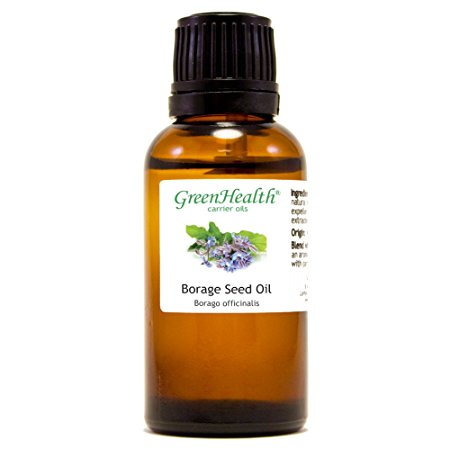 Borage Seed – 1 fl oz (30 ml) Glass Bottle w/ Euro Dropper – 100% Pure Carrier Oil – GreenHealth