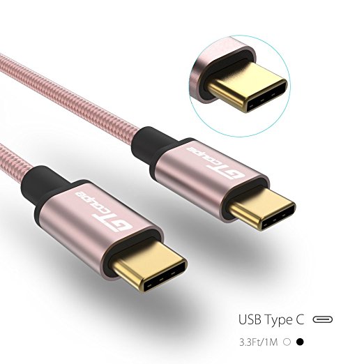 Type C cable 3.3 Ft Braided Cable USB 2.0 Type C to USB Type C for Newest USB Type-C Devices (pink-s)