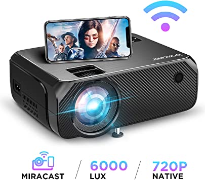 WiFi Projector, BOMAKER 6000 Lux Wireless Screen Mirroring Outdoor Movie Projector, Full HD 1080p HDMI Projector, Supports 300'' Display and HDMI USB VGA, for Android / iOS / Laptops / PCs