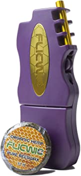 FLICWIC Hemp Wick Dispenser Lighter Case with 12' Organic Hemp Wick Spool (Purple/Gold)