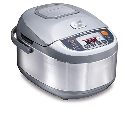 Hamilton Beach Advanced Multi-Function, Fuzzy Logic Rice Cooker & Food Steamer, 16 Cups Cooked (8 Uncooked), Digital & Programmable, Stainless Steel (37570)