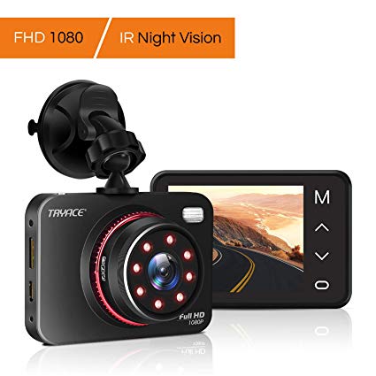 Dash Cam,TryAce Car Camera Night Vision Dashcam 1080P Full HD Car Video Recorder with 8 IR Lights 170°Wide Angle G-Sensor Parking Monitor WDR Motion Detection Loop Recording DVR dashboard camera (C)