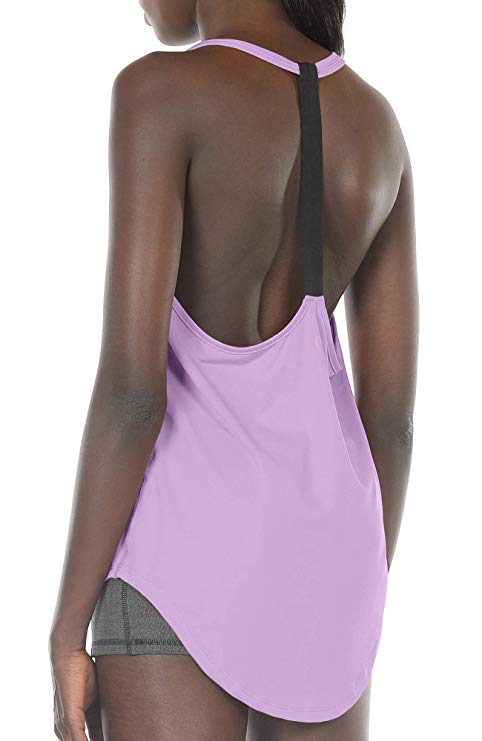 icyzone Workout Tank Tops for Women - Athletic Yoga Tops, T-Back Running Tank Top