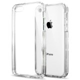 iPhone 5C Case Spigen AIR CUSHION ULTRA HYBRID Series Crystal Clear 1 Premium Japanese Screen Protector Included  2 Graphics Clear Back Panel for iPhone 5C - Crystal Clear SGP10675