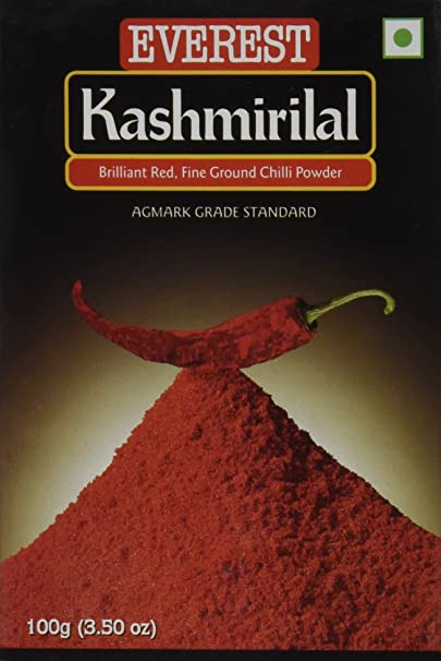 Everest Kashmiri Lal KashmiriLal Ground Spice Used in Dishes for Its Hot Taste and Reddish Color (Box, 100 GMS)