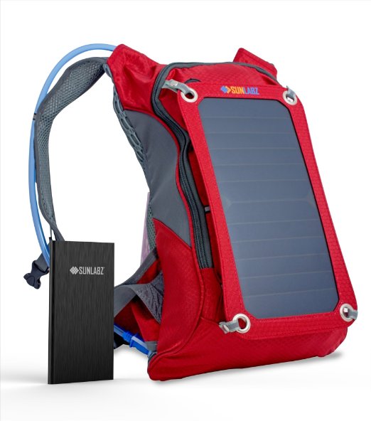 Solar Charger Backpack (7W) with 10,000 mAh Power Bank and 1.8L Hydration Pack and Ergonomic Carrying System by SunLabz …