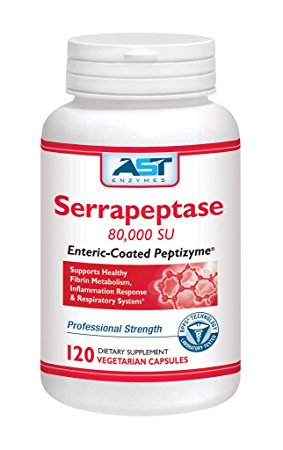 Serrapeptase 80,000 SPU – 120 Vegetarian Capsules - Premium Natural Systemic Enzyme – Enteric-Coated Serrapeptase – AST Enzymes - 100% Satisfaction Guaranteed