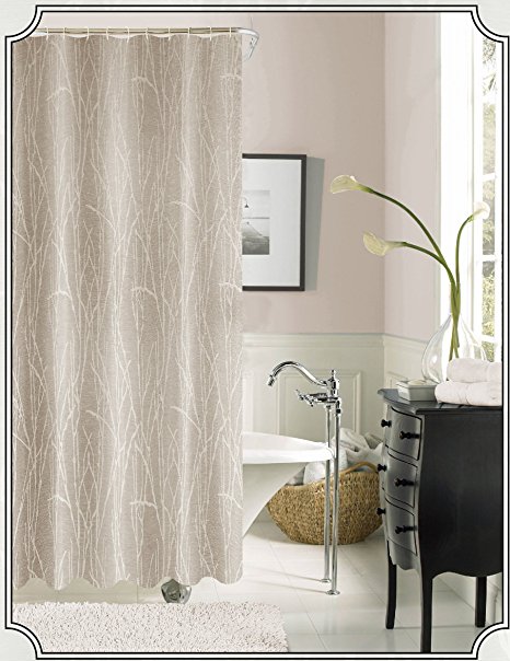 Dainty Home Woodbury Jacquard Shower Curtain, Taupe