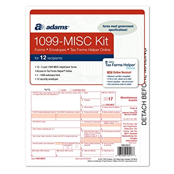 Adams 1099 MISC Tax Forms for 2017 - 5-part form sets for 12, 1096 summary, 12 envelopes and access to Adams TFH Online (TXA12517) Made in the USA