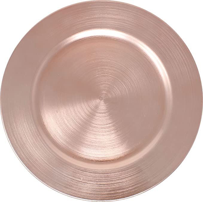 Metallic Foil Charger Plates - Set of 6 - Made of Thick Plastic - Rose Gold