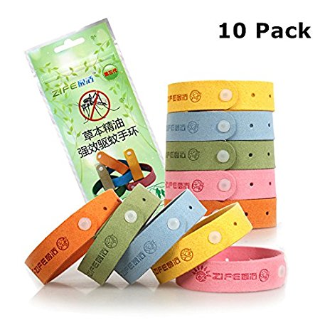 Travel Insect Repellent Bracelet [10 Pack] -100% Natural Mosquito Killer Mosquito Repellent Bracelet -Safe for Babies, Pregnant women, Pets - NO Spray - Deet Free
