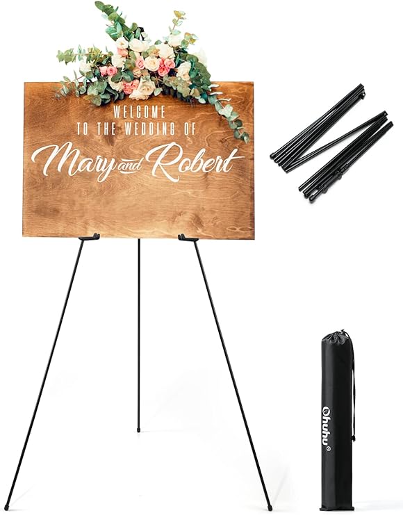 Portable Artist Easel Stand: Ohuhu 63'' Adjustable Tripod Table Top Art Canvas Painting Display - Easy Folding Studio Telescopic Floor Easels for Wedding Sign Poster Black Indoor Outdoor