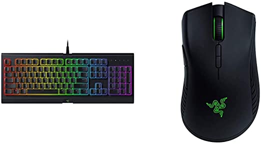 Razer Cynosa Chroma Gaming Keyboard & Cushioned & Mamba Wireless Gaming Mouse: 16,000 DPI Optical Sensor - Chroma RGB Lighting - 7 Programmable Buttons - Mechanical Switches - Up to 50 Hr Battery Life