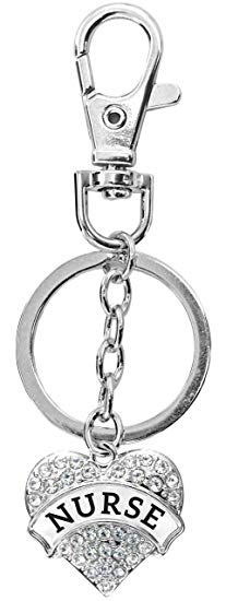 Graduation Gift for Nurse Engraved Keychain Crystal Heart Key Tag Gift for Nurse