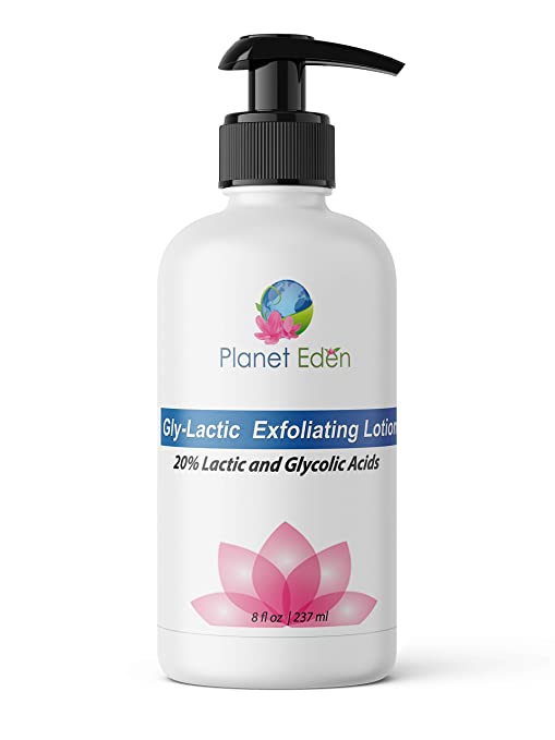 Planet Eden 20% Gly-Lactic Glycolic & Lactic Face and Body Skin Cream Lotion - 10% Glycolic and 10% lactic Acid for Exfoliation (2 oz) - Sun Spots, Wrinkles, Uneven Skin tone, Enlarged Pores