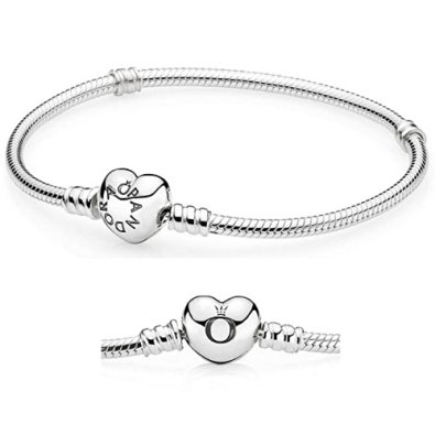 PANDORA 590719 Sterling Silver Heart Clasp Bracelet