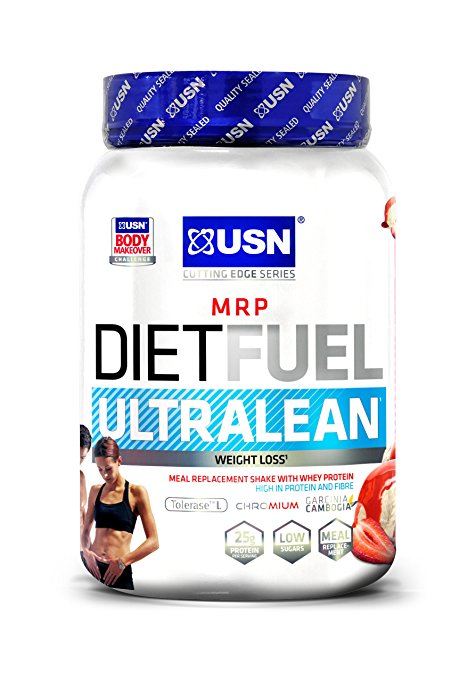 USN Diet Fuel Ultralean Weight Control Meal Replacement Shake Powder, 1 kg - Strawberry