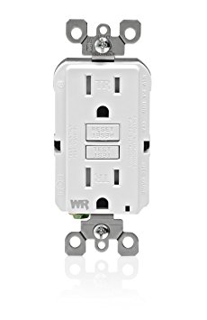 Leviton WT599-W 15-Amp 125-Volt SmartLock Pro Slim Weather-Resistant and Tamper-Resistant GFCI Receptacle, White