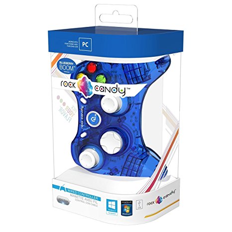 PDP Rock Candy Wired Controller for PC, Blueberry Boom (904-004-NA-BL)