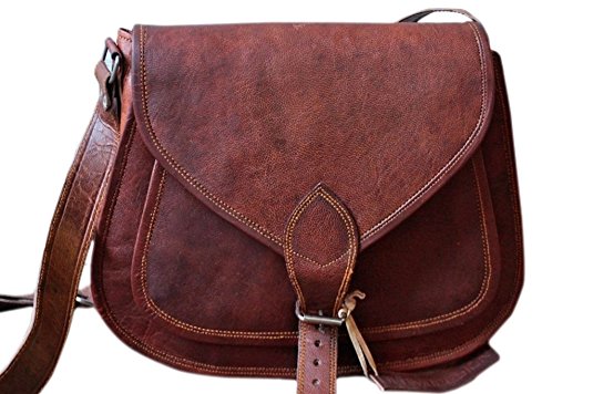 "SUPER SALE" 14" Phoenix Craft Women's Leather Purse Gypsy Bag Crossbody Women Handbag Shoulder Travel Satchel Tote Bag 14x10x4 Inches BrowN