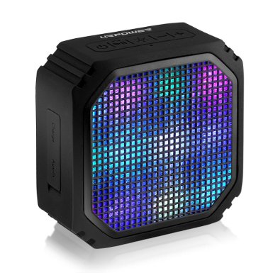 URPOWER Z2 Wireless Stereo Speaker with 7 LED Visual Modes and Built-in Microphone, Black