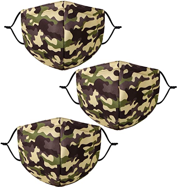 Lullaby 3 PCS Unisex Washable Reusable Face Madks Mouth Cover Bandana Army Green