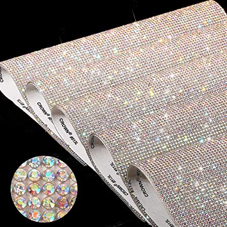 60000 Pieces Self-Adhesive Bling Crystal Rhinestones Sheet Glitter Crystal Gem Sticker Car Decoration Sticker with 2 mm Rhinestones for Car Phone DIY Craft, 9.4 x 7.9 Inch, 5 Sheets (AB Color)