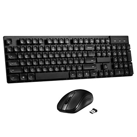 Wireless Keyboard and Mouse Combos, TOPELEK Ergonomic 104-Key Chiclet Design 2.4G Cordless Keyboard & Silent Mice Set with Nano USB Receiver, 12 Multimedia Entertainment Keys for PC Desktop Computer Laptop Mac Tablet, Long Battery Life