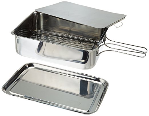 ExcelSteel Stainless Steel Stovetop Smoker,  14 1/2" X 10 1/2"  X 4", Silver
