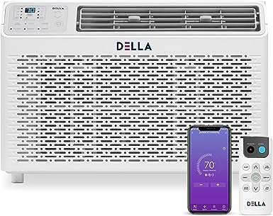 DELLA 8000 BTU 115V/60Hz Energy Saving Window Air Conditioner Whisper Quiet AC Unit with WIFI Smart Controls, Remote, Dehumidifier, Fan, Cools Up to 350 Sq. Ft.