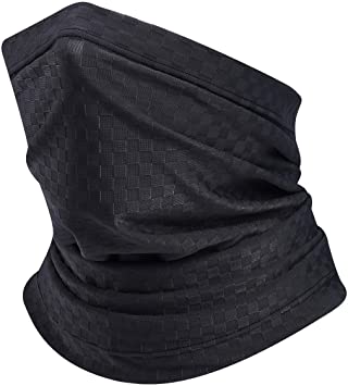 TEUME Mens Women Face Mask Neck Gaiter Bandana Reusable Cloth Silk Cooling Fabric Face Shield Multifunction for Fishing Cycling Motorcycle Sports High Breathing UV Protection UPF 50(Black,M)