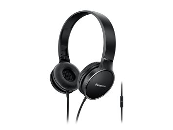 Panasonic Best in Class Over-the-Ear Stereo Headphones RP-HF300M-K (Black) Integrated Mic and Controller, Travel-Fold Design, Metallic Finish, iPhone, Android Compatible