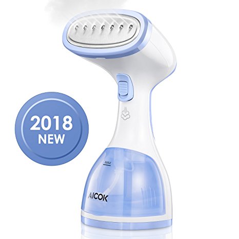 260ml Clothes Steamer, Aicok 2 in 1 Garment Steamer, Fast-heat Handheld Clothing Steamer for Home and Travel, 1000W, Blue