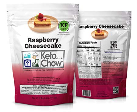 Keto Chow Ultra Low Carb Meal Replacement Shake, complete nutrition for Ketogenic Diet (Raspberry Cheesecake 2.1, 21 Meals)