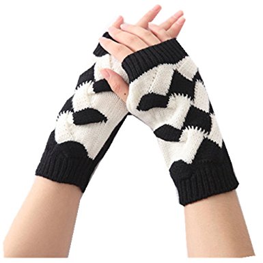 Women's Crochet Long Fingerless Gloves with Thumb Hole