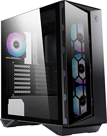 MSI MPG GUNGNIR 110R 'G110R' Mid Tower Gaming Computer Case, Black, USB 3.2 Gen2 Type C, 4x 120mm ARGB Fan, Mystic Light Sync, 1 to 6 ARGB Control board, Tempered Glass Panel, ATX, mATX, mini-ITX