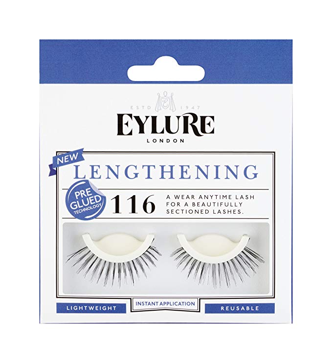 Eylure Lengthening False Lashes, Style No. 116, Reusable, Adhesive Included, 1 Pair, 18.14 Gram